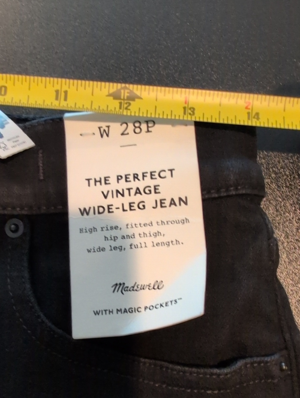 Madewell The Petite Perfect Vintage Wide-Leg Jean NM902 Size 28P NWT Black - Picture 9 of 9